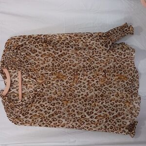 By The River Sheer Leopard And Gold Blouse L